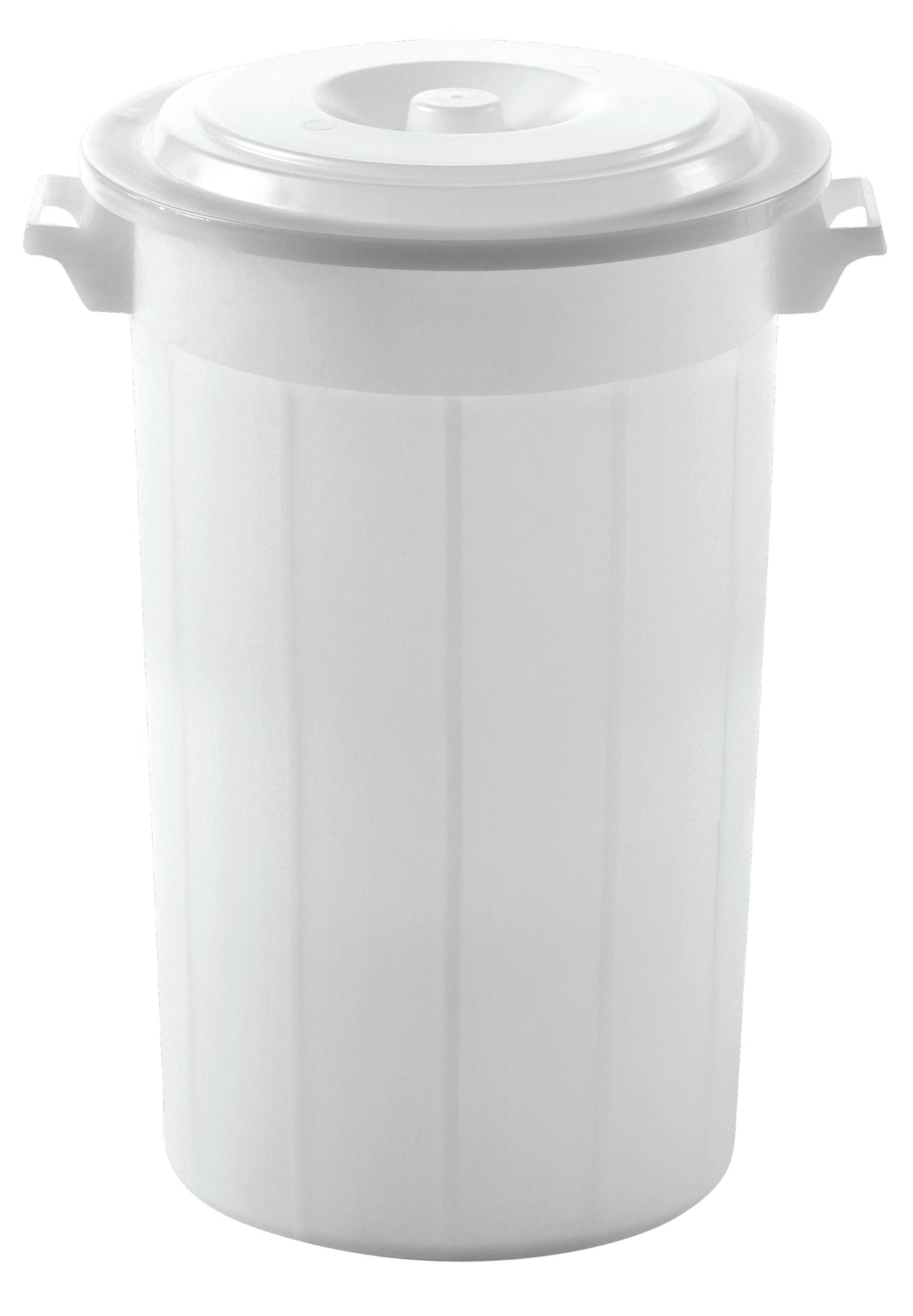 Posoda za krmo s pokrovom, bela, 100 ltr, varna za živila