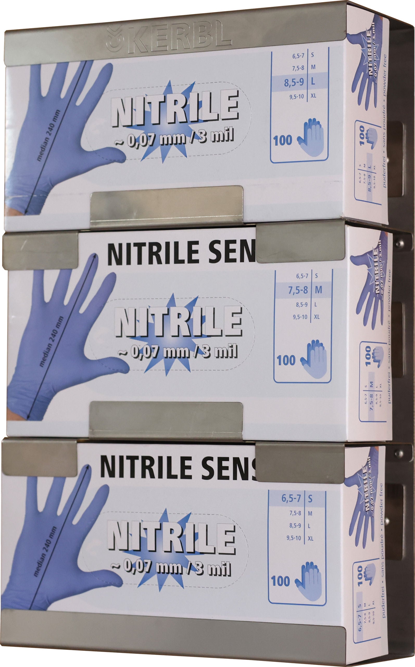 3-x stenski nos. za rokavico iz nerjavnega jekla, z vzmetjo