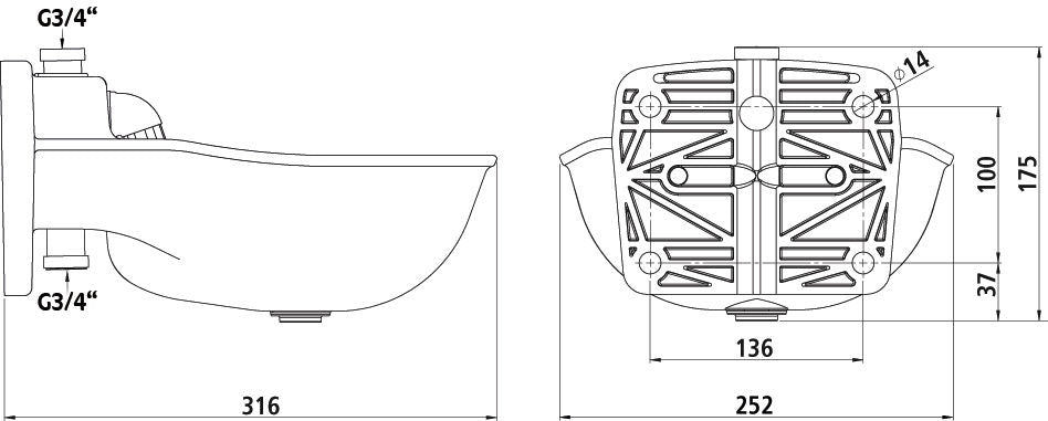 NAPAJALNIK K75 umetna masa s cevnim ventilom