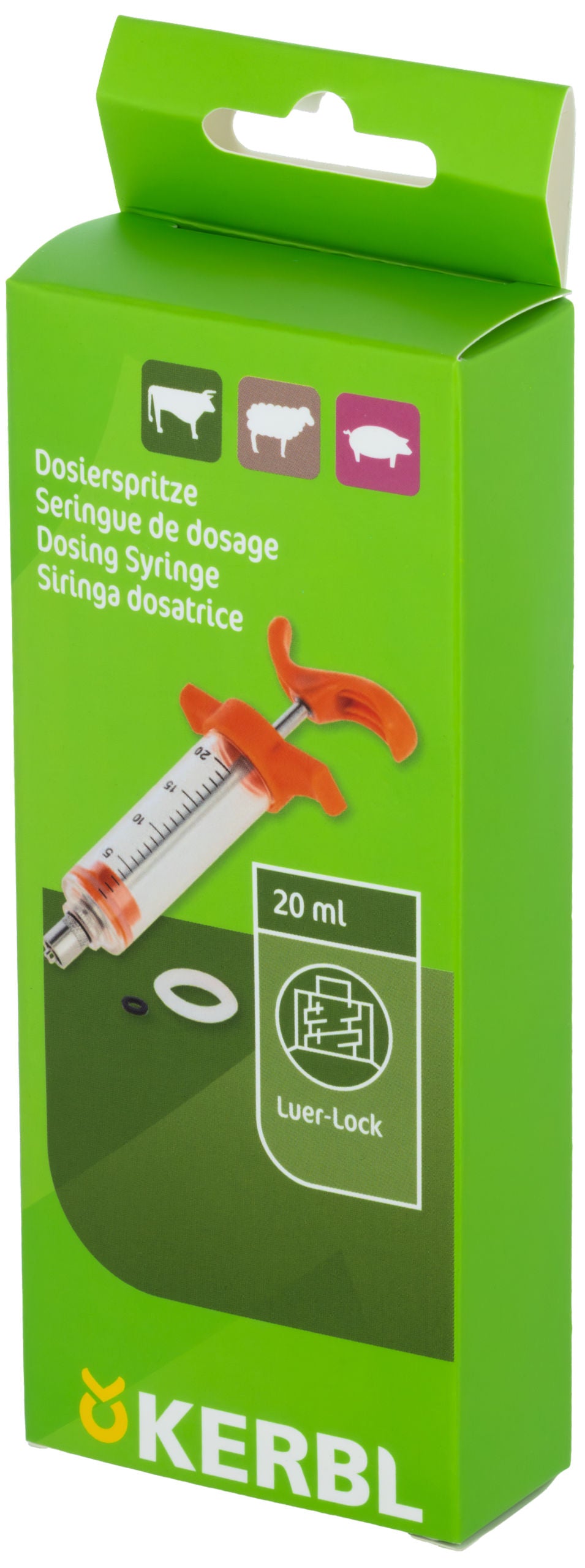 Dozirna brizgalka 20 ml LL, na oranžna, črna skala
