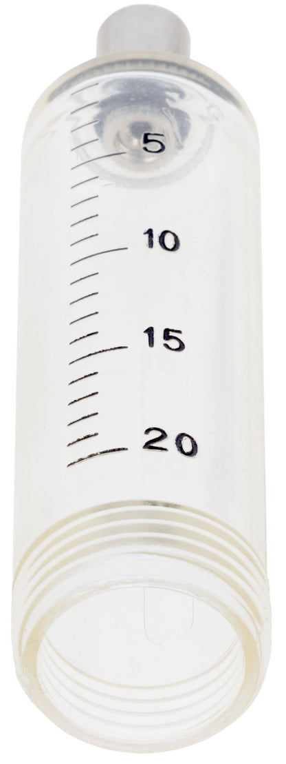 Dozirna brizgalka 20 ml LL, na oranžna, črna skala