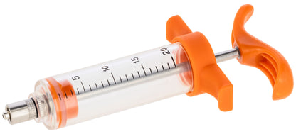 Dozirna brizgalka 20 ml LL, na oranžna, črna skala