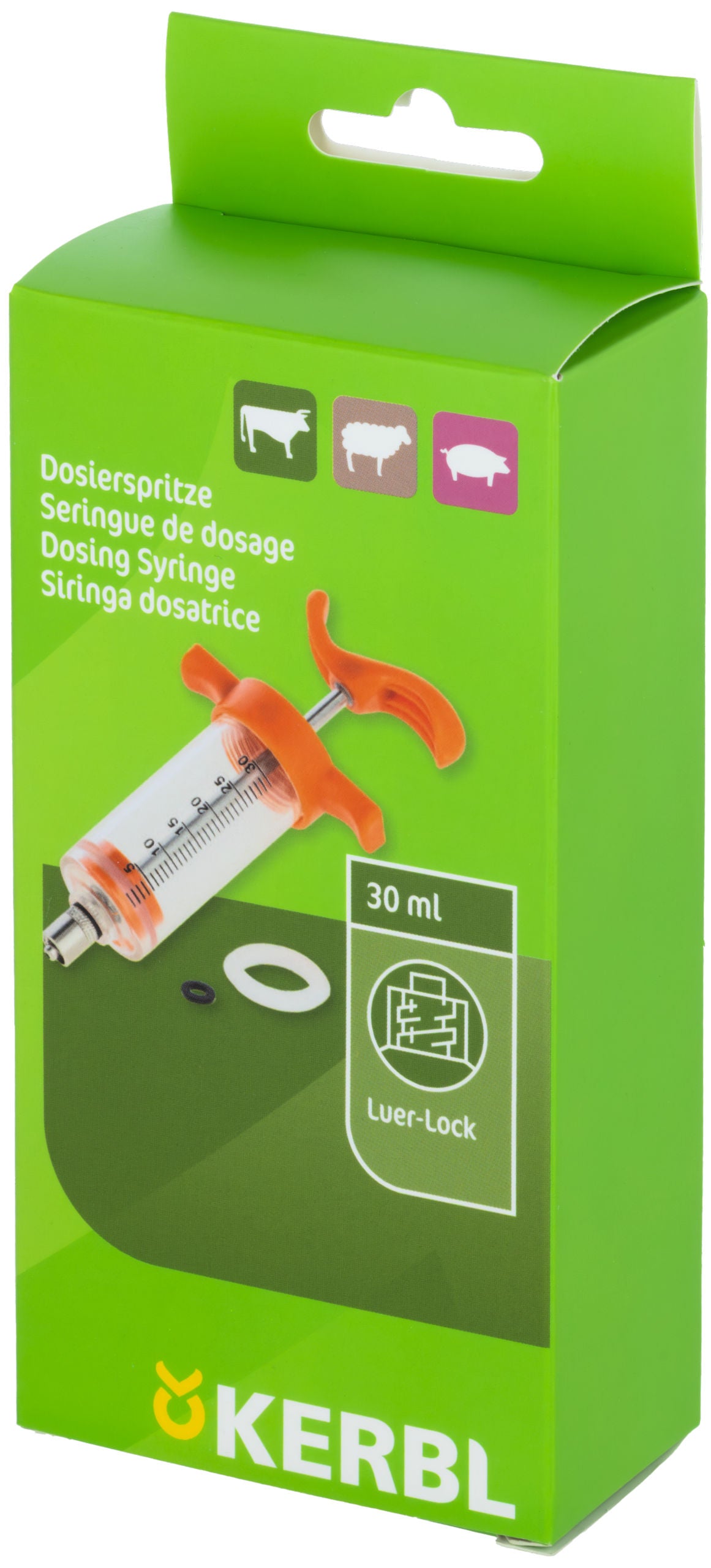 Dozirna brizgalka 30 ml LL, na oranžna, črna skala