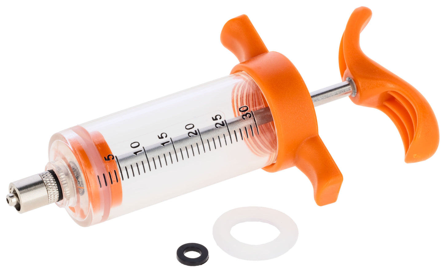 Dozirna brizgalka 30 ml LL, na oranžna, črna skala