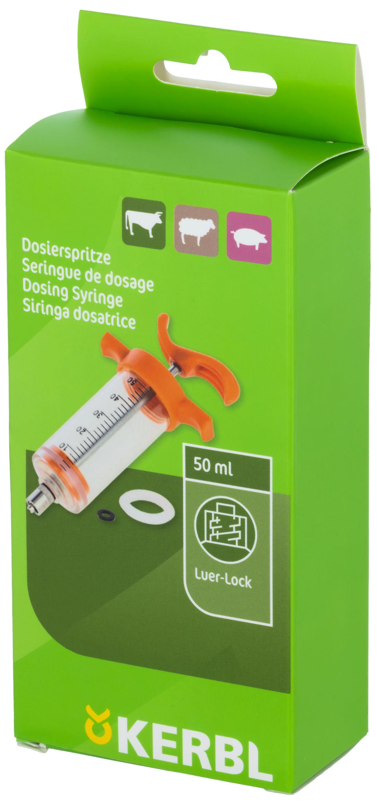 Dozirna brizgalka 50 ml LL, na oranžna, črna skala