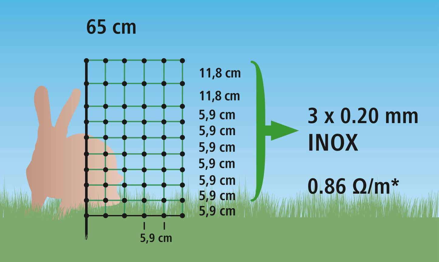 MREŽA za zajce zelena 65cm  dvojna - 50m