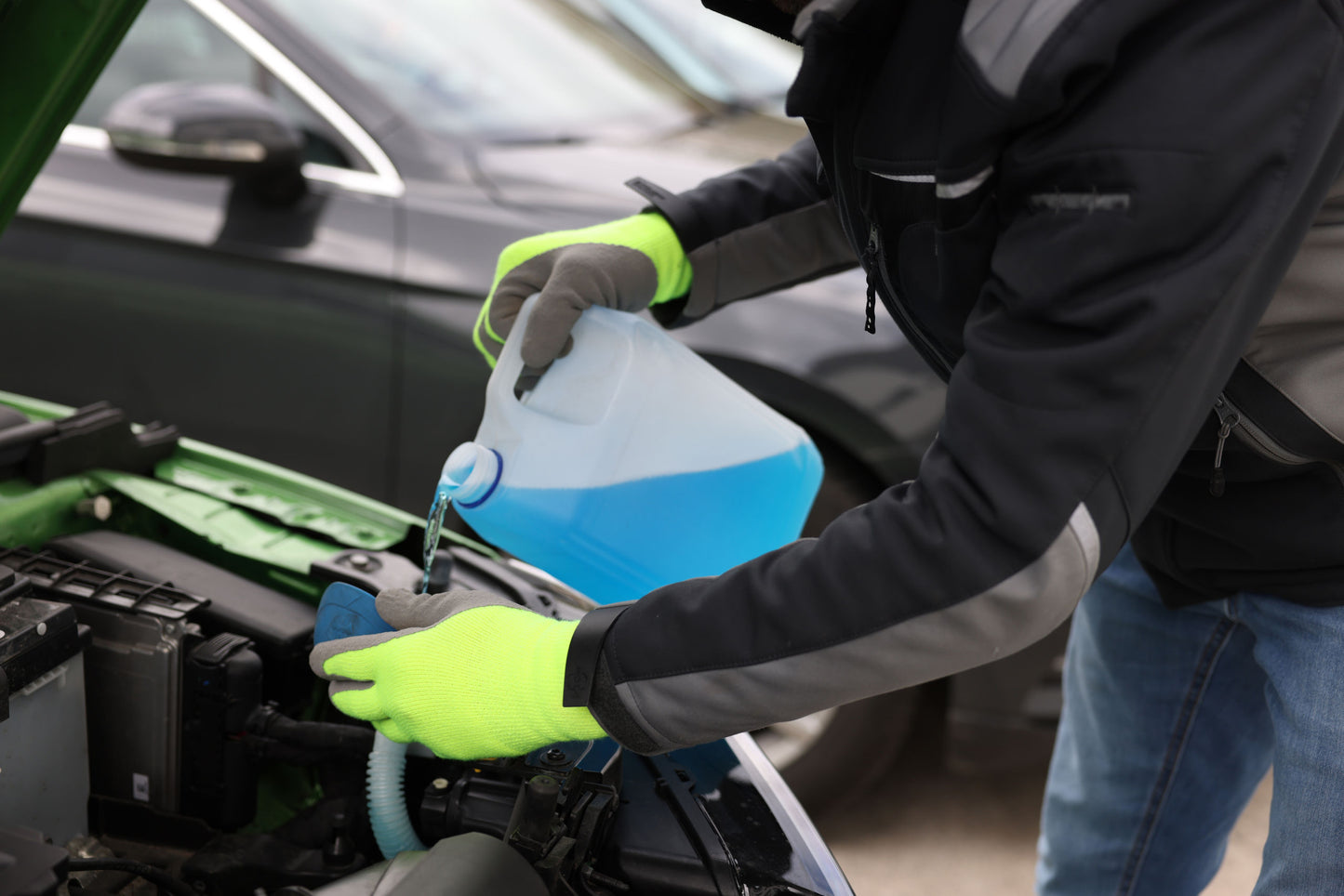 Zimske rokavice IceGuard velik Pletena lateks rokavica, neons