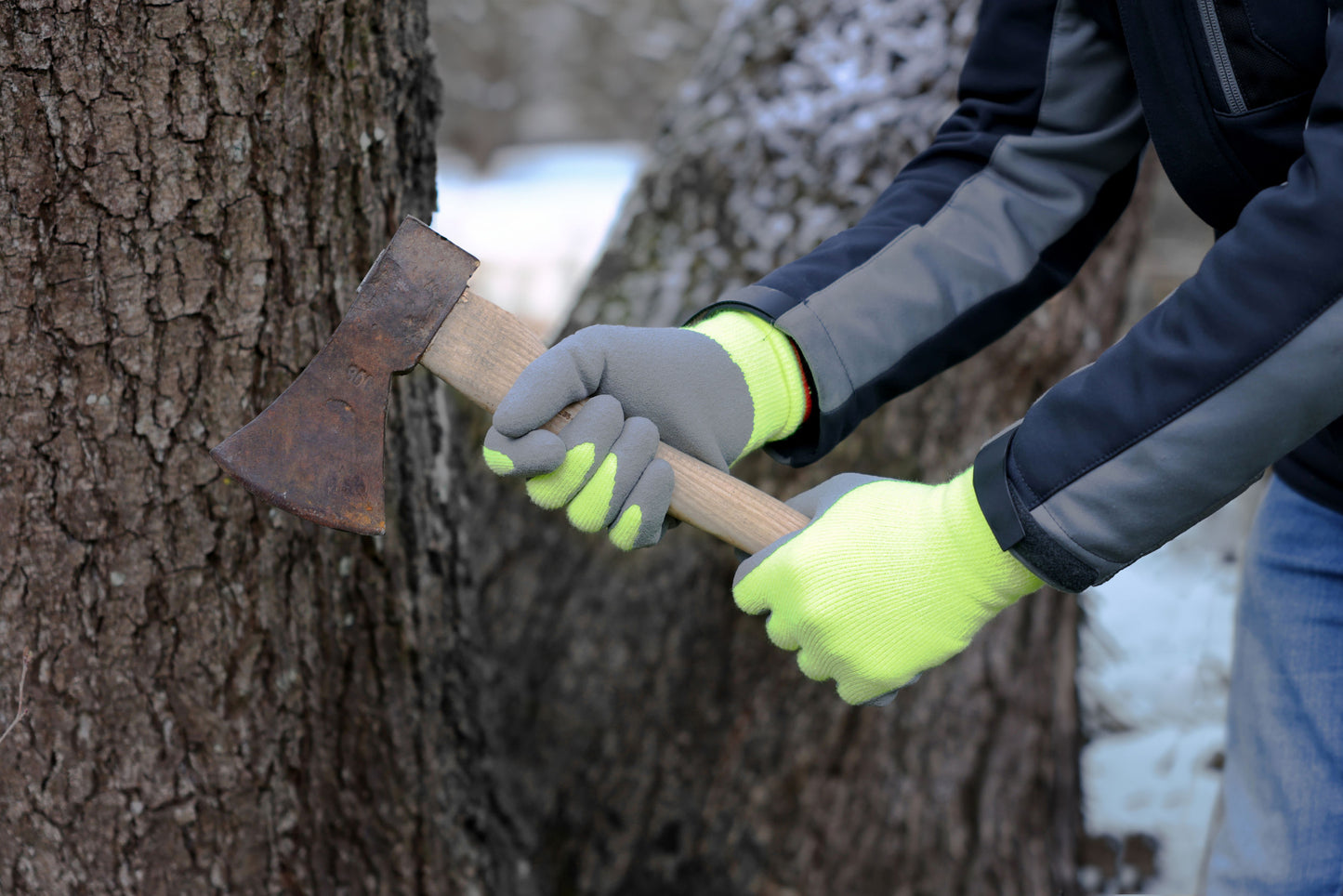 Zimske rokavice IceGuard velik Pletena lateks rokavica, neons