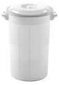 Posoda za krmo s pokrovom, bela, 100 ltr, varna za živila