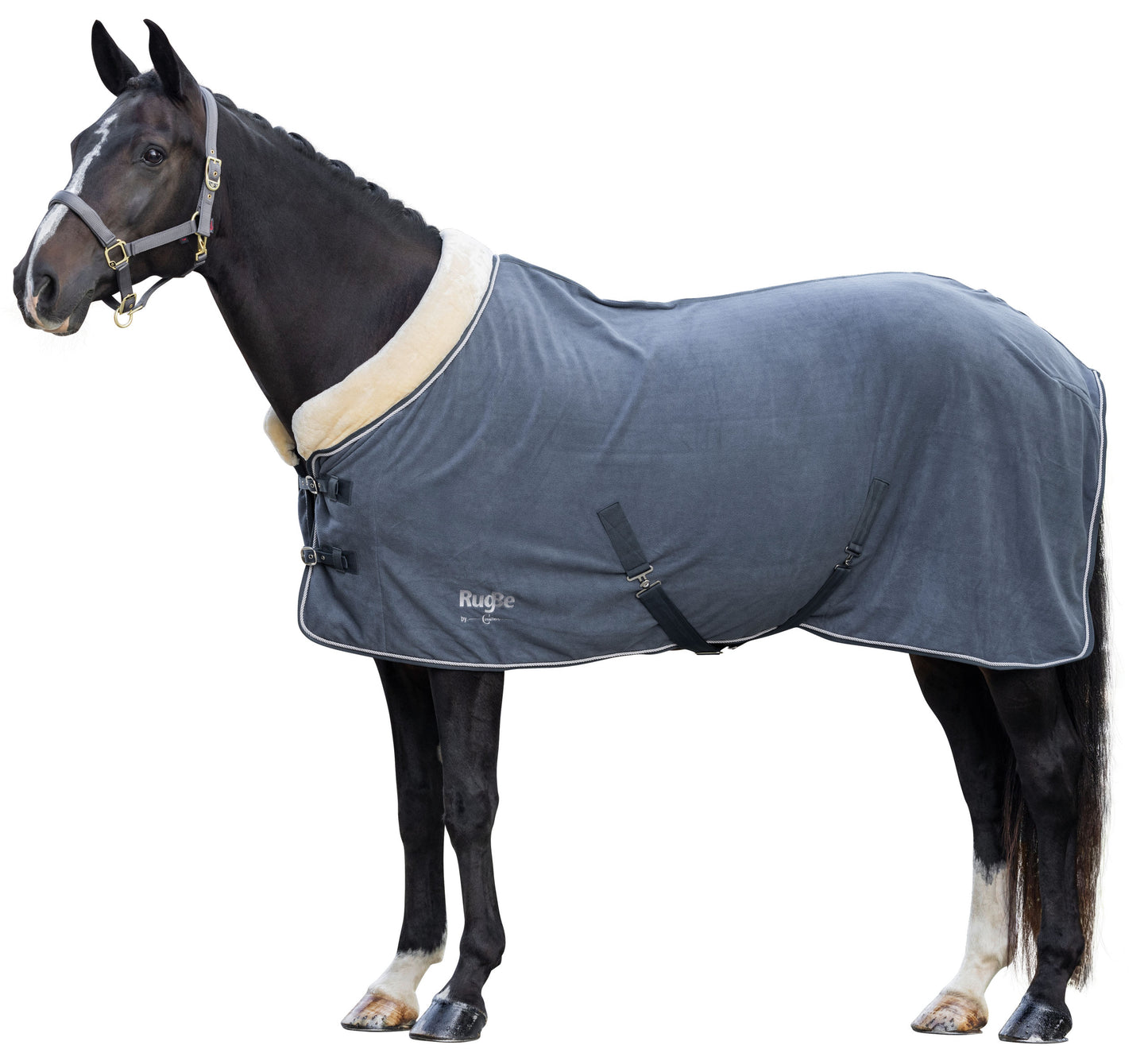 Odeja iz flisa RugBe Royal graphite, 155 cm