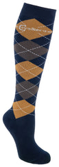 Jahalne nogavice Brescia, dark navy/konjak/rjava, veliko
