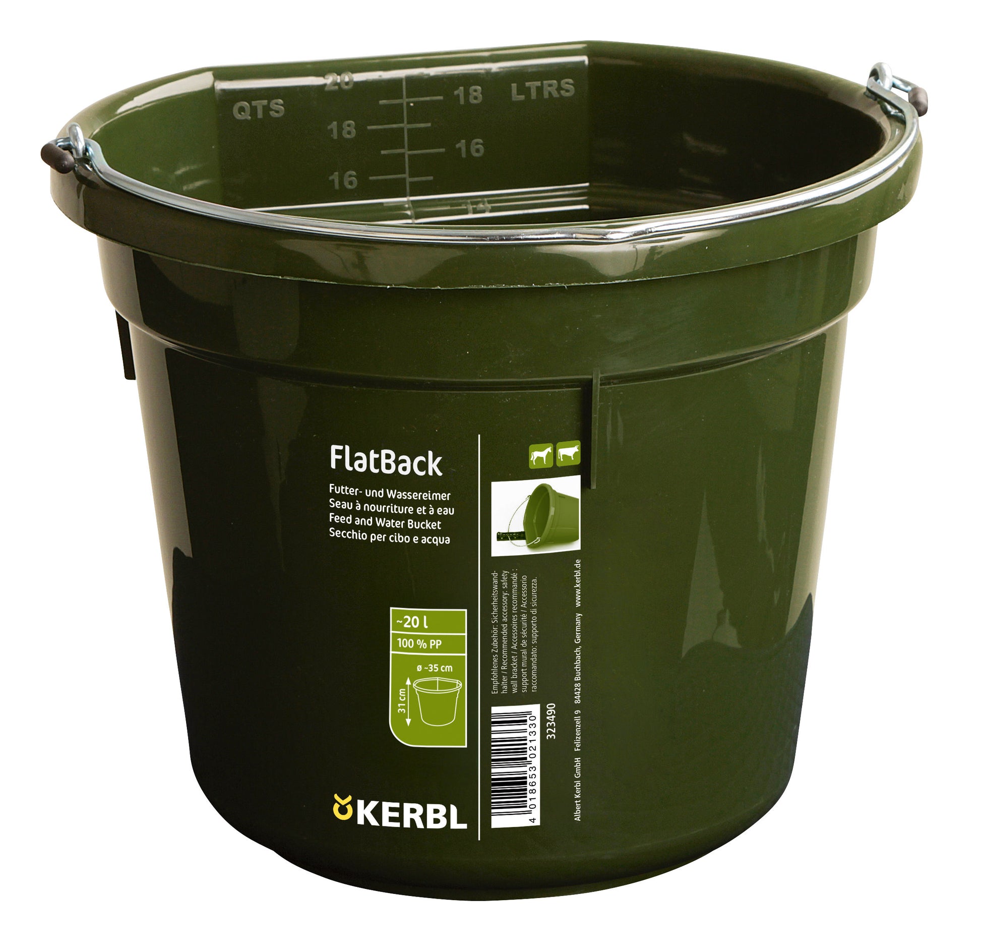 FlatBag, zeleno, približno 20L Vedro za hrano in vodo