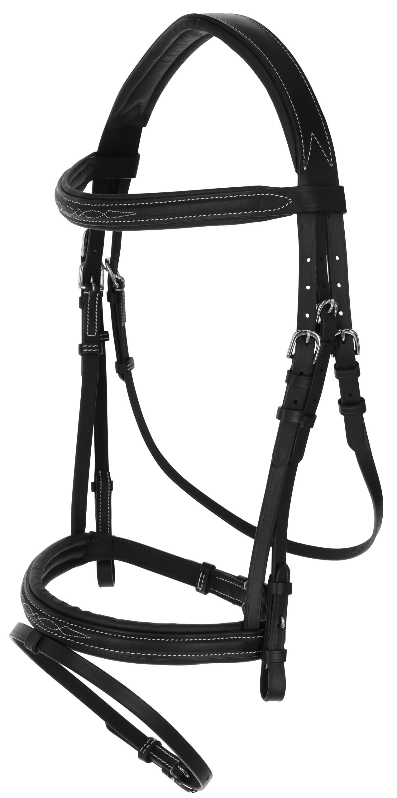 Uzda Snaffle Klasicna usnjena uzda, crna, Cob