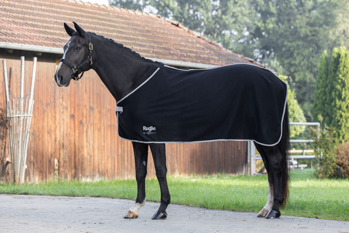 Odeja iz flisa RugBe Economic crna, 145 cm