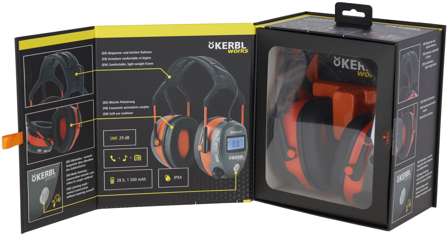 Kerbl Works Connect BT|FM Glušniki z radijem z Bluetooth