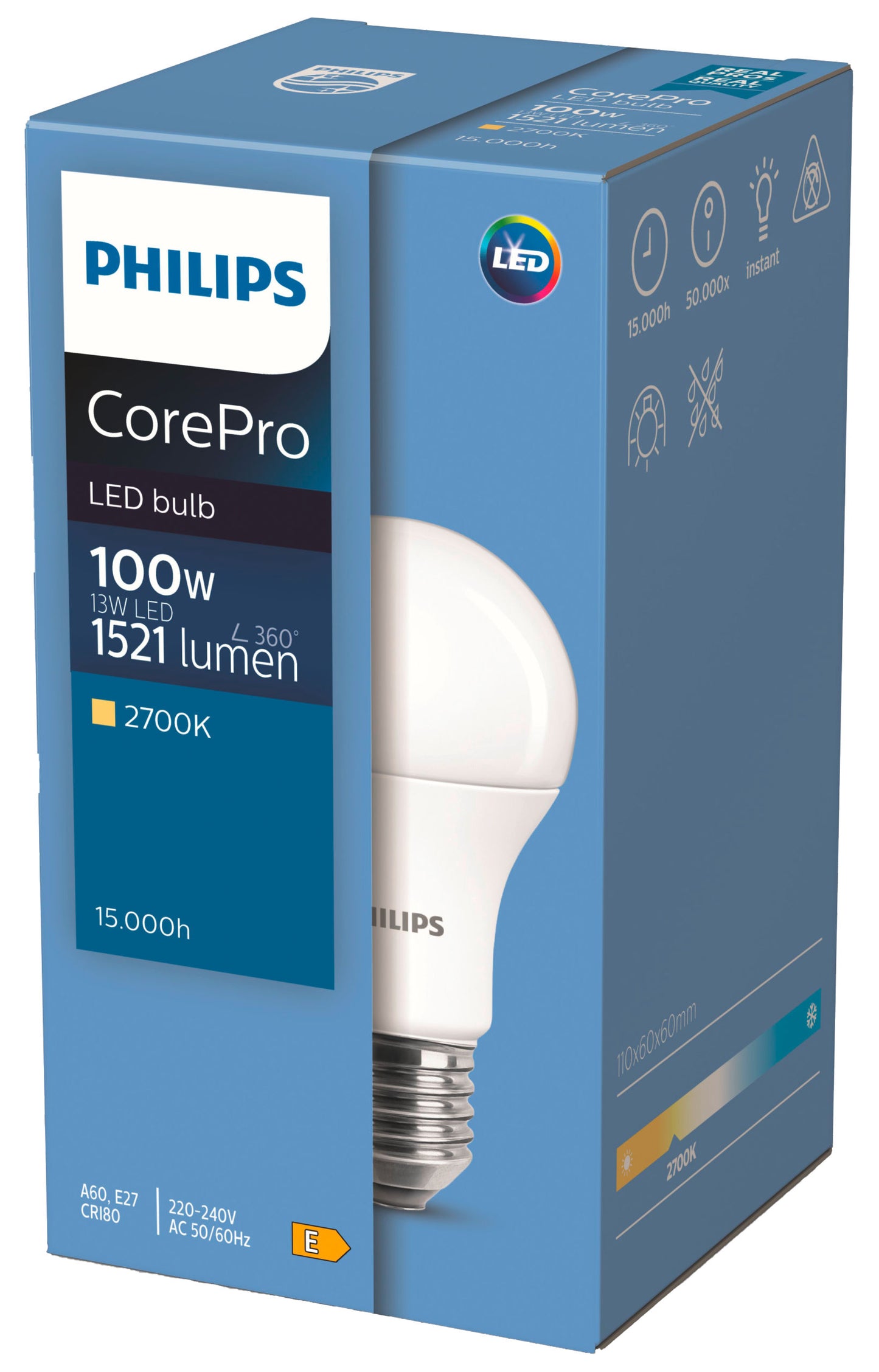 Philips LED žarnica E27 13W/ 100W CorePro mat 1521lm, 2700K