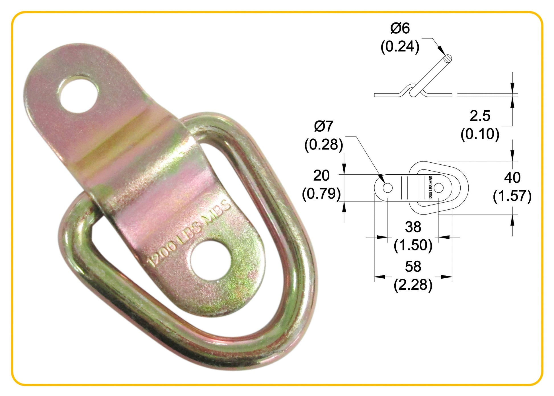 Prive. uho s spo. 272/545kg 58x20mm,pocinkano, Ø6mm, 2kos