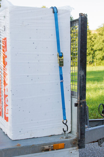 Vpenjalni trak z ragljo, 2-del 400/800 kg, S-kavelj s PVC-pre