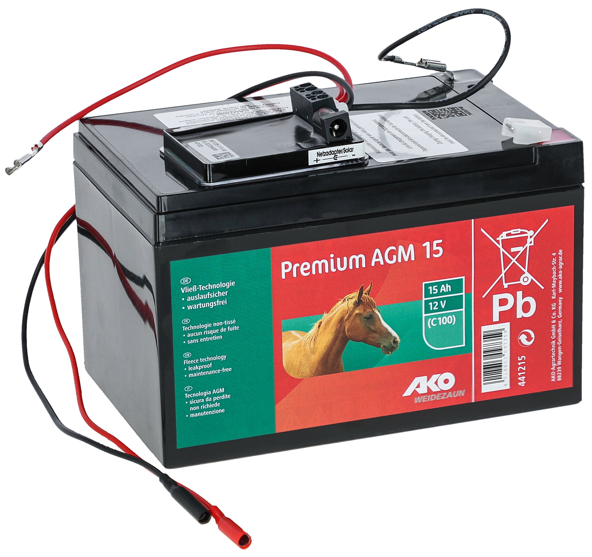 AKUMULATOR Premium AGM - 12V,  15Ah+230V polnilec