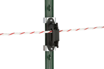 KOMPLET izolatorjev T-post (4× izolator za trak, 8×sponka)