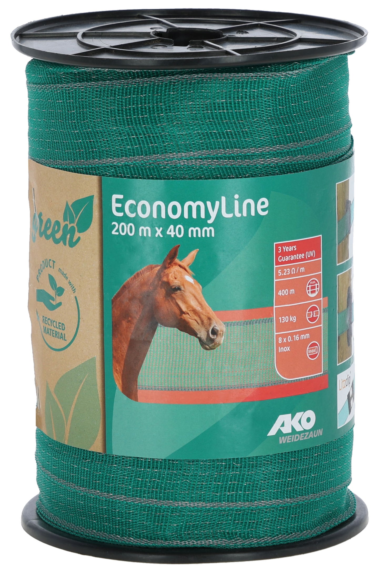 Trak EconomyLine, 200m, 40mm zeleno/siv, 8x0.16mm, recikli.