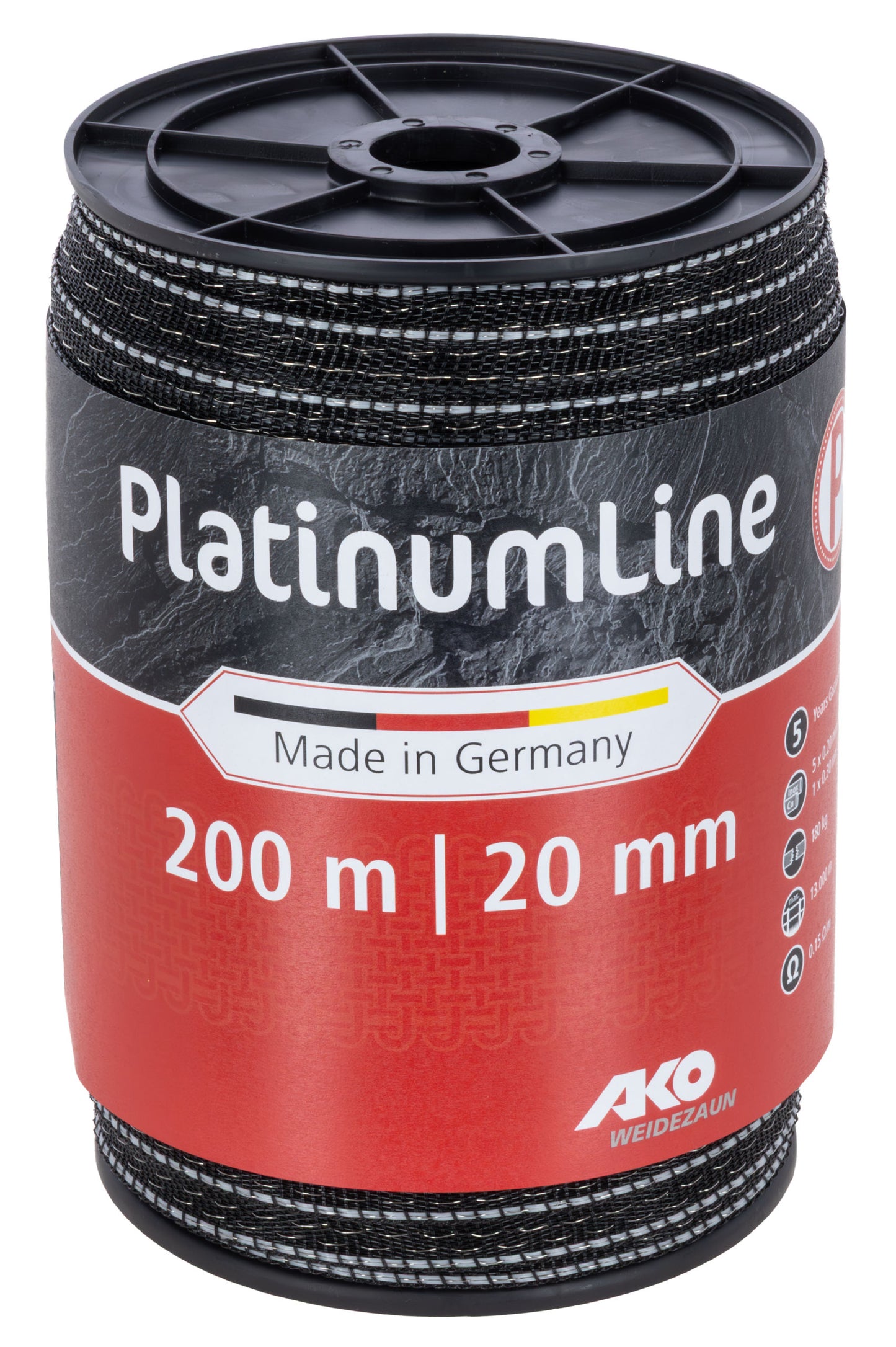 PlatinumLine trak, 200 m, 20 m črn/bela, 5x 0,20 Niro, 1x 0,3