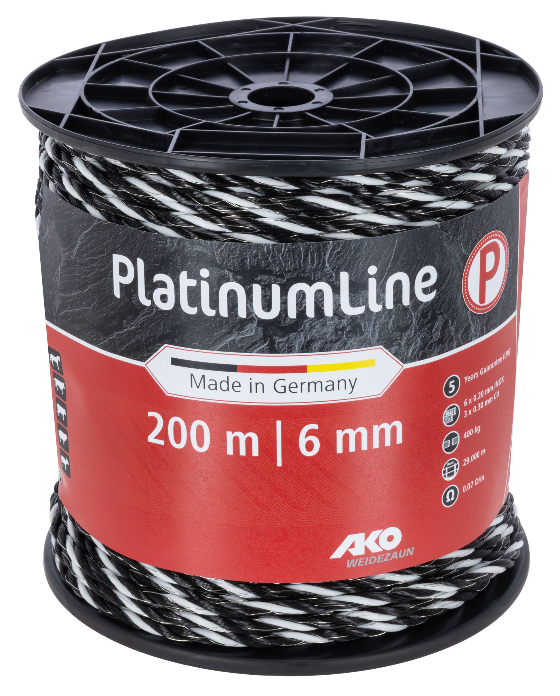 PlatinumLine, vrvica, črna/bel 200 m, 6x 0,20 mm Niro, 3x 0,3