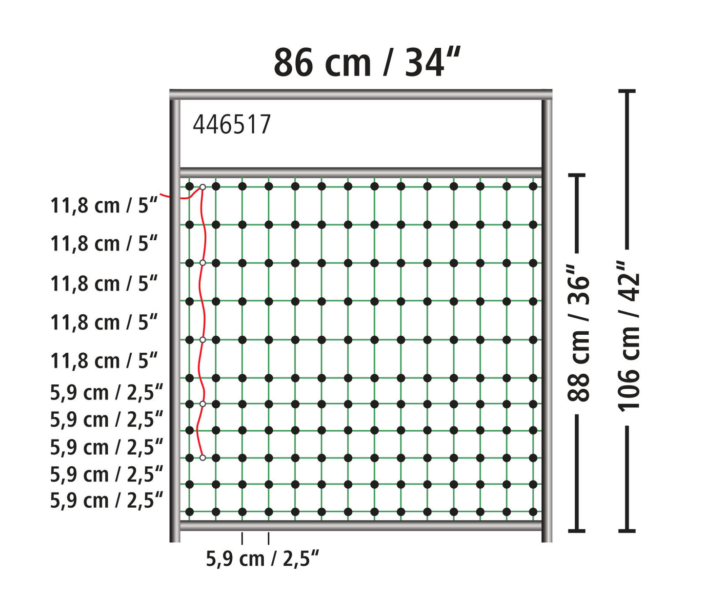 Vrata za mreže elek. ograj, om za mreže višine 106cm