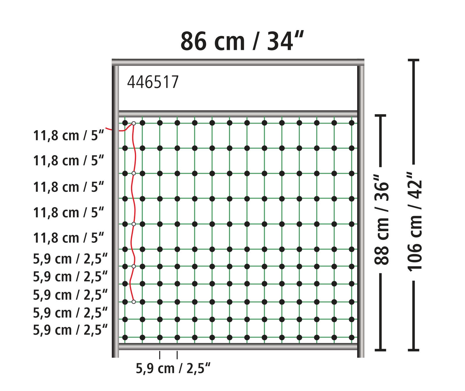 Vrata za mreže elek. ograj, om za mreže višine 106cm