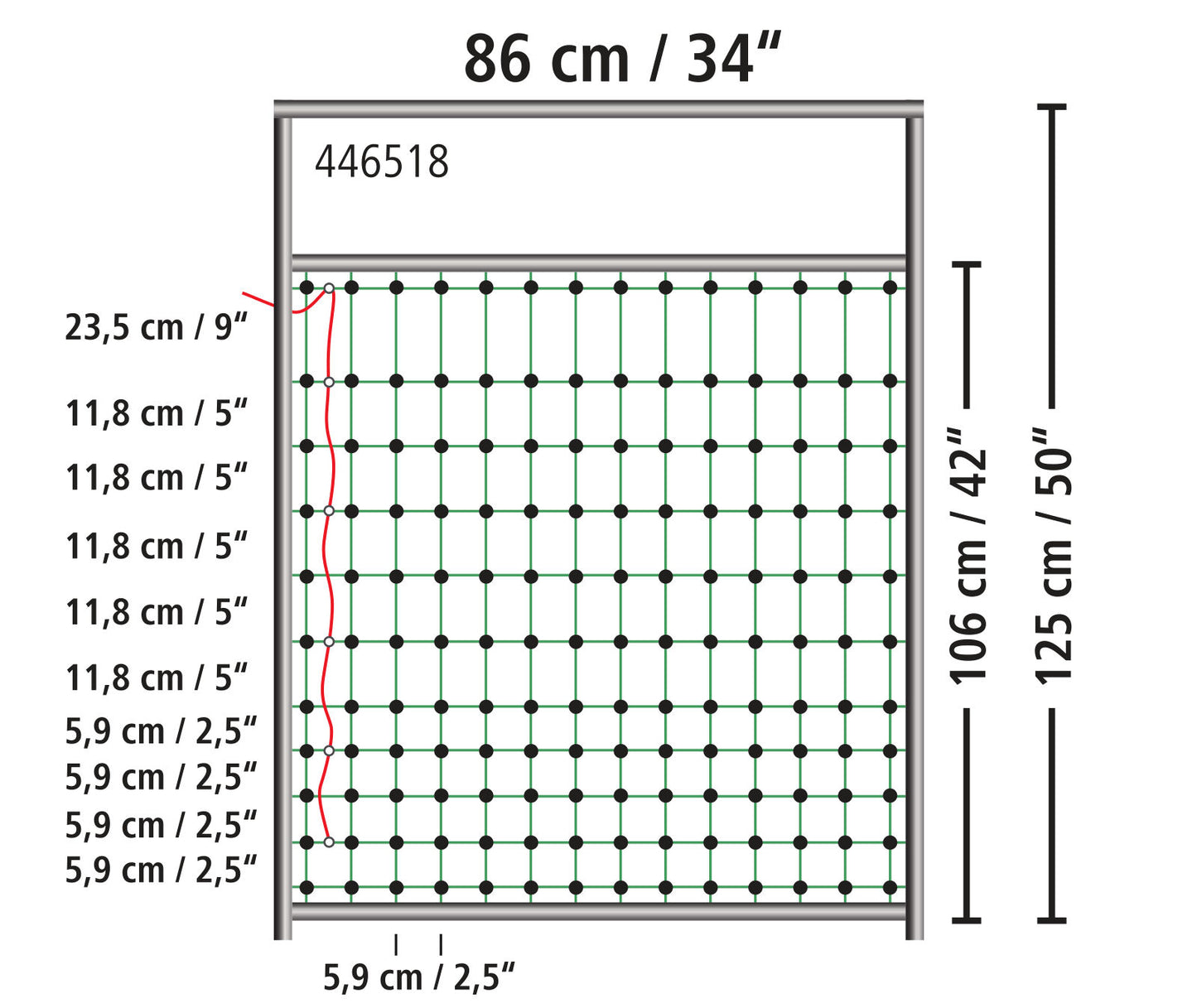 Vrata za mreže elek. ograj, om za mreže višine 95-125cm