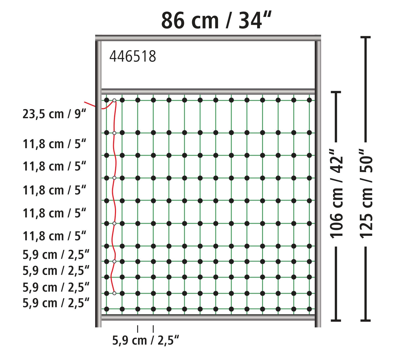 Vrata za mreže elek. ograj, om za mreže višine 95-125cm