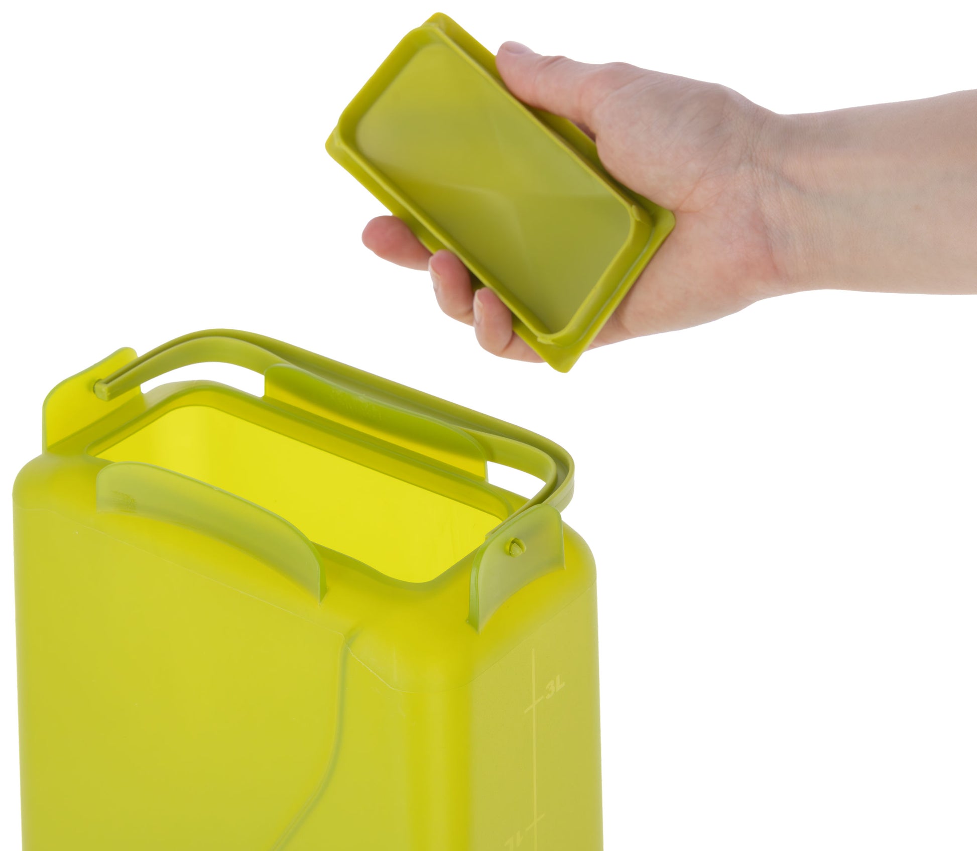 3,5-litrska zelena krmilnica z pravokotna, plastična