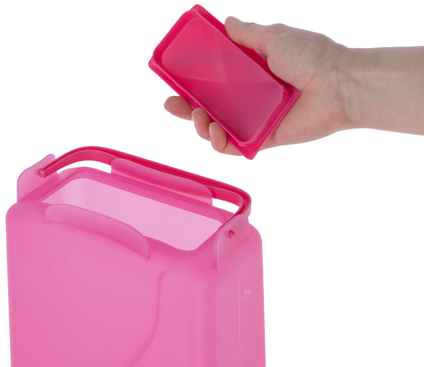 3,5-litrska roza krmilnica za pravokotna, plastična