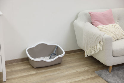 Mačje stranišče Très Chic open 56x39x26cm, belo/taupe