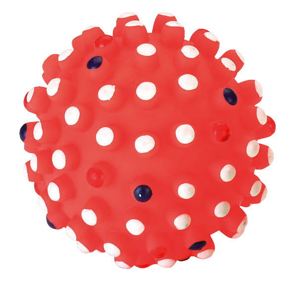 Vinilna žoga za igranje ca. 10cm z vozli + piskalom